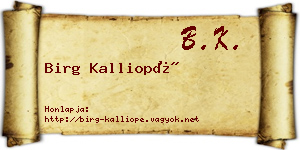 Birg Kalliopé névjegykártya